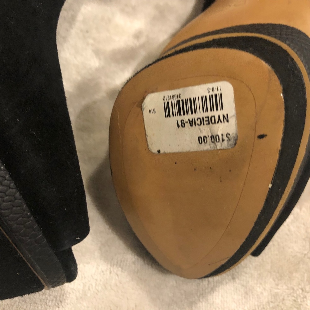 Suede peep toe heels